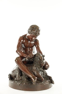 Lot LEON AUGUSTE PERREY (1841-1900). A LARGE LATE 19TH CENTURY PATINATED BRONZE SCULPTURE
