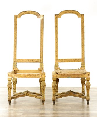 Lot A PAIR OF 18TH CENTURY FRENCH GILT WOOD SIDE CHAIRS