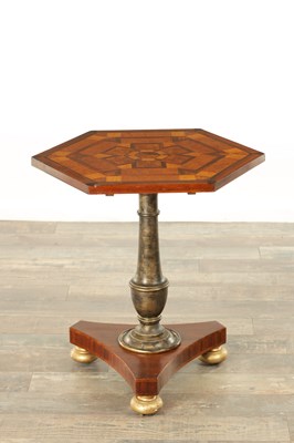 Lot A REGENCY PARQUETRY INLAID HEXAGONAL OCCASIONAL TABLE