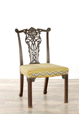 Lot A 19TH CENTURY CHIPPENDALE STYLE MAHOGANY SIDE CHAIR
