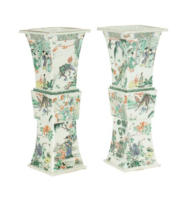 Lot A LARGE PAIR OF 19TH CENTURY CHINESE FAMILLE VERT PORCELAIN VASES