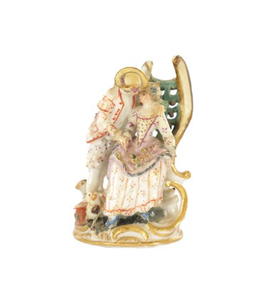 Lot A MINIATURE 18TH CENTURY FIGURAL PORCELAIN SEAL