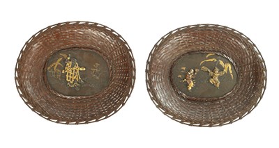 Lot A PAIR OF MEIJI PERIOD KOMAI STYLE BRONZE DISHES