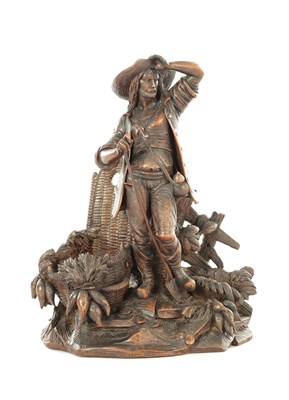 Lot ATT. JOHANN HUGGLER. A 19TH CENTURY CARVED BLACK FOREST SCULPTURE
