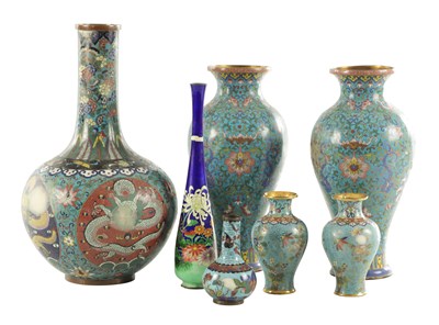 Lot A COLLECTION OF 19TH CENTURY CHINESE CLOISONNÉ VASES
