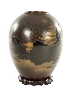 Lot A JAPANESE MEIJI PERIOD CASED BRONZE VASE