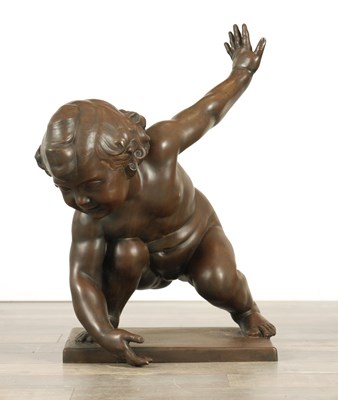 Lot A LARGE EARLY 20TH CENTURY BRONZE SCULPTURE OF A CHERUB