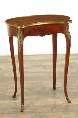 Lot A 19TH CENTURY FRENCH MARQUETRY KINGWOOD KIDNEY SHAPED WRITING TABLE