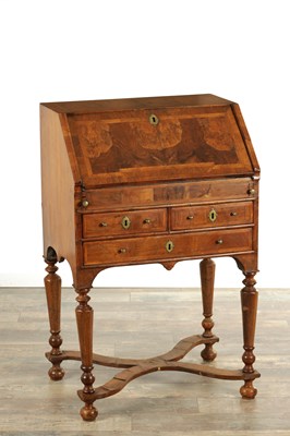 Lot A WILLIAM AND MARY HERRING-BANDED FIGURED WALNUT MINIATURE BUREAU