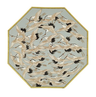 Lot A JAPANESE MEIJI PERIOD OCTAGONAL PALE BLUE CLOISONNE ENAMEL CHARGER