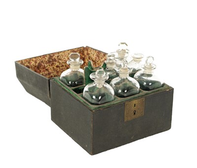 Lot AN 18TH CENTURY SHAGREEN AND SILVER WIRE TRAVELING APOTHECARY CASE