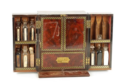 Lot A GOOD QUALITY GEORGE III BRASS-BOUND MAHOGANY APOTHECARY BOX