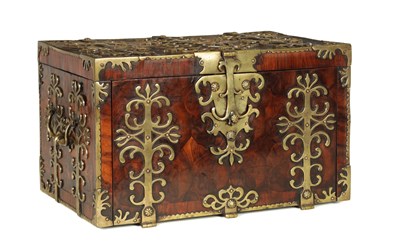 Lot A LARGE LATE 17TH CENTURY OYSTER CUT KINGWOOD VENEERED COFFRE FORT