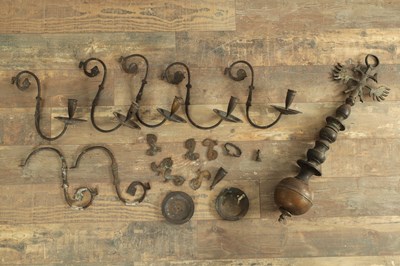 Lot A 19TH CENTURY DUTCH BRONZE EIGHT-ARM CHANDELIER