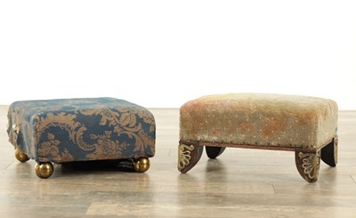 Lot TWO REGENCY UPHOLSTERED FOOTSTOOLS
