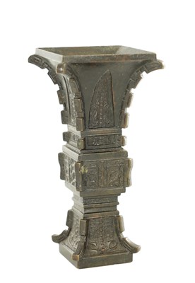 Lot A 19TH CENTURY CHINESE ARCHAISTIC BRONZE 'GU' VASE