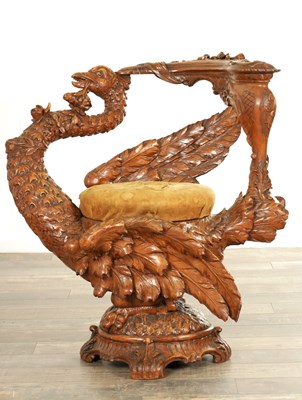 Lot AN UNUSUAL 19TH CENTURY ITALIAN CARVED WALNUT CHAIR