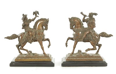Lot A PAIR OF 20TH CENTURY EQUESTRIAN BRONZES