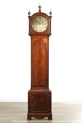 Lot BRINKMAN, LONDON. A REGENCY FIGURED MAHOGANY DOMESTIC REGULATOR LONGCASE CLOCK