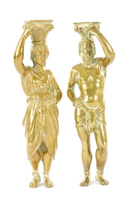 Lot A PAIR OF 19TH CENTURY EUROPEAN MYTHOLOGICAL BRONZE FIGURES