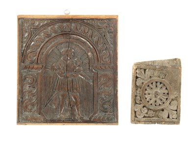 Lot TWO 17TH CENTURY CARVED OAK PANELS