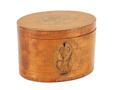 Lot A LATE 18TH CENTURY SATINWOOD OVAL TEA CADDY