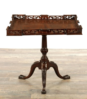 Lot A 19TH CENTURY MAHOGANY CHIPPENDALE STYLE SILVER TABLE