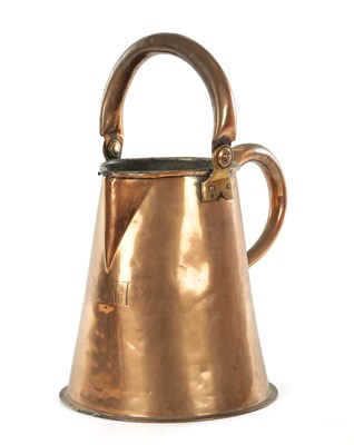 Lot A LARGE LATE GEORGIAN SEAMED COPPER ALE JUG