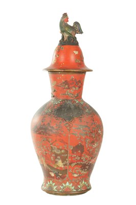 Lot A 19TH CENTURY BERLIN FAIENCE VASE AND COVER