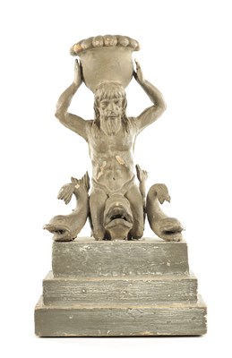 Lot A 19TH CENTURY CARVED GILT GESSO SCULPTURE OF A MERMAN