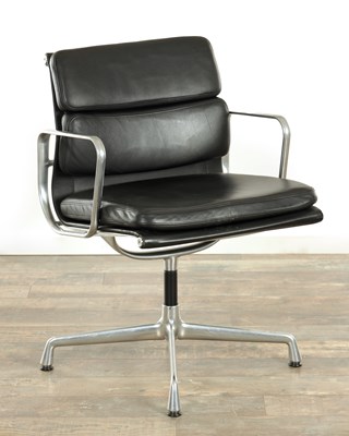 Lot A VITRA EAMES 938-138 LEATHER AND CHROMED ALUMINIUM SWIVEL OFFICE CHAIR