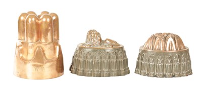 Lot THREE 19TH CENTURY COOPER AND TIN JELLY MOULDS