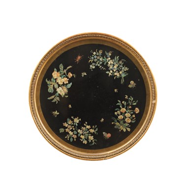 Lot A LATE 19TH CENTURY IRISH HANGING MOASIC PAPER AND SLATE PLAQUE ENTITLED ON REVERSE "FLORENTINE MOASIC"