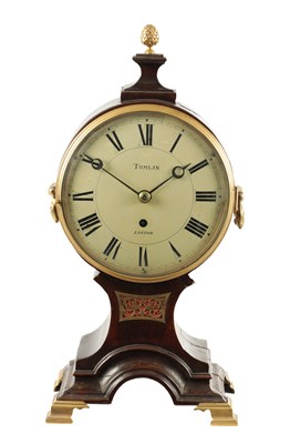 Lot TOMLIN, LONDON. A GEORGE III BALLOON CASED VERGE BRACKET CLOCK