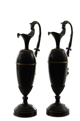 Lot A PAIR OF 19TH CENTURY FRENCH PATINATED BRONZE AND GILT BRONZE URNS ATTRIBUTED TO CLAUDE GALLE