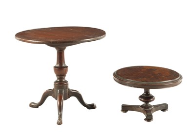 Lot TWO 19TH CENTURY MAHOGANY AND BURR WALNUT APPRENTICE PIECE TABLES