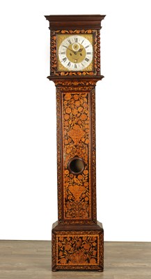 Lot WILLIAM COOPER, COLCHESTER. AN EARLY 18TH CENTURY EIGHT-DAY FLORAL MARQUETRY INLAID LONGCASE CLOCK