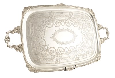 Lot A LARGE LATE 19TH CENTURY TWIN HANDLED TRAY