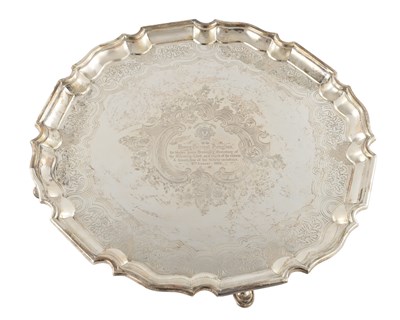 Lot A LATE 19TH CENTURY CASED SILVER SALVER