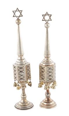 Lot TWO JEWISH SILVER SPICE TOWERS