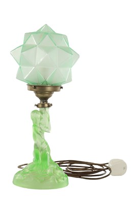 Lot AN ART DECO WALTHER AND SOHNE GREEN GLASS TABLE LAMP