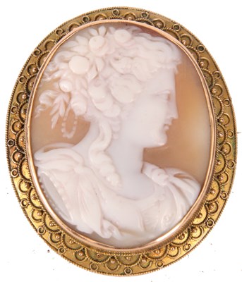Lot 155 - A 19th Century Gold Metal oval CAMEO BROOCH...