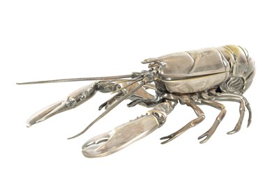 Lot A 20TH CENTURY SILVERED BRONZE INKWELL FORMED AS A LOBSTER