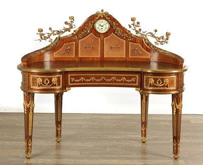 Lot A LATE 19TH CENTURY STYLE FRENCH MAHOGANY AND ORMOLU MOUNTED BONHEUR DU JOUR IN THE MANNER OF FRANCOIS LINKE