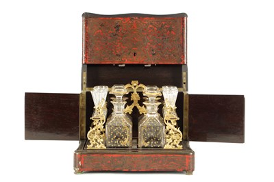 Lot A 19TH CENTURY FRENCH TORTOISHELL AND BOULLE TABLE TOP LIQUOR SET