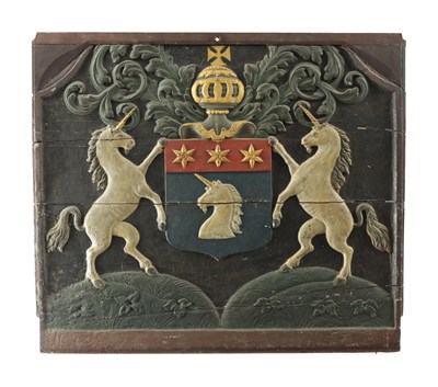 Lot A 19TH CENTURY CARVED WOOD ARMORIAL HERALDIC COAT OF ARMS OF CHESTER