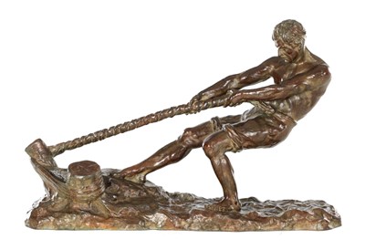 Lot ALEXANDRE OULINE FRANCE (1918 - 1940) AN ART DECO PATINATED BRONZE SCULPTURE