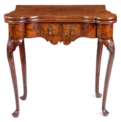 Lot 651 - A GEORGE I BURR WALNUT SMALL SIZED CARD TABLE...