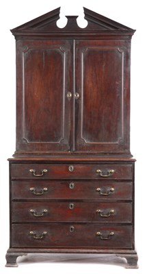 Lot 657 - A GEORGE III MAHOGANY ESTATE CABINET with...