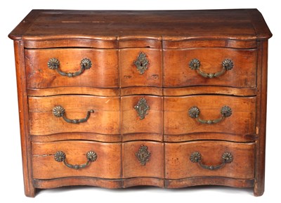 Lot 691 - AN 18TH CENTURY FRENCH FRUITWOOD SERPENTINE...